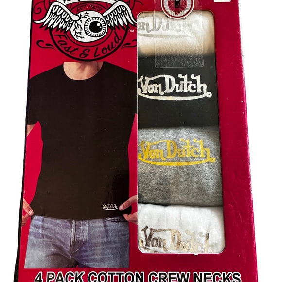 Von Dutch Other - Von Dutch Men’s Crew Neck T-Shirts 4 Pack • Medium • NEW